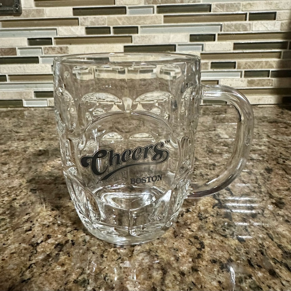 Cheers Boston thumbprint glass beer mug Tv Show collectible 2002